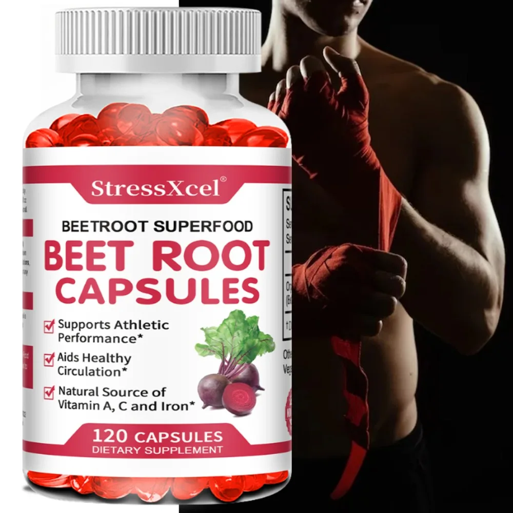 Beetroot Capsules - Supports Digestive Health, Boosts Immunity, Improves Energy, Athletic Performance, Non-GMO, Gluten-free