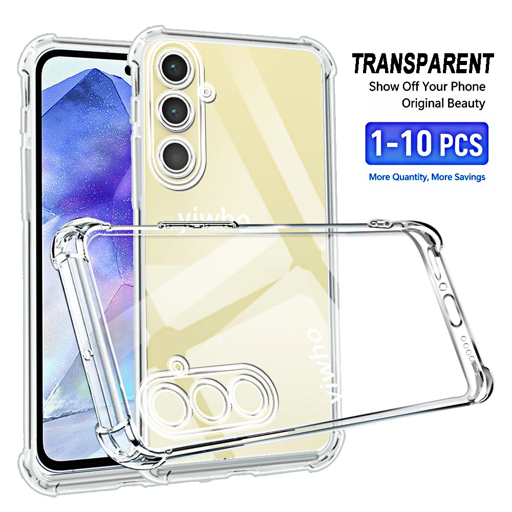 1-10pcs Shockproof Phone Case for Samsung Galaxy A55 A35 A25 A15 A05 4G 5G A05S Shell Transparent Back Ffull Cover Clera Shell