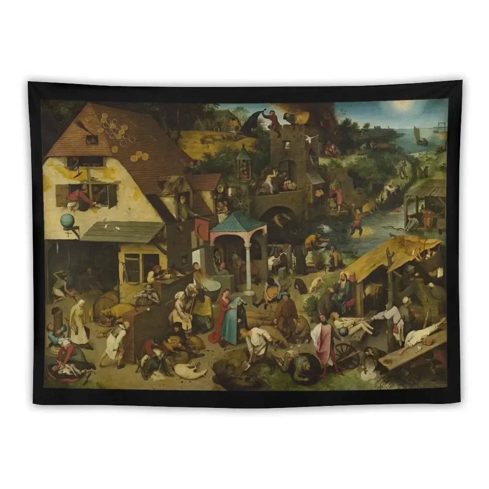 

Pieter Bruegel the Elder - The Dutch Proverbs - 1559 Tapestry Things To The Room Carpet On Wall Tapestry