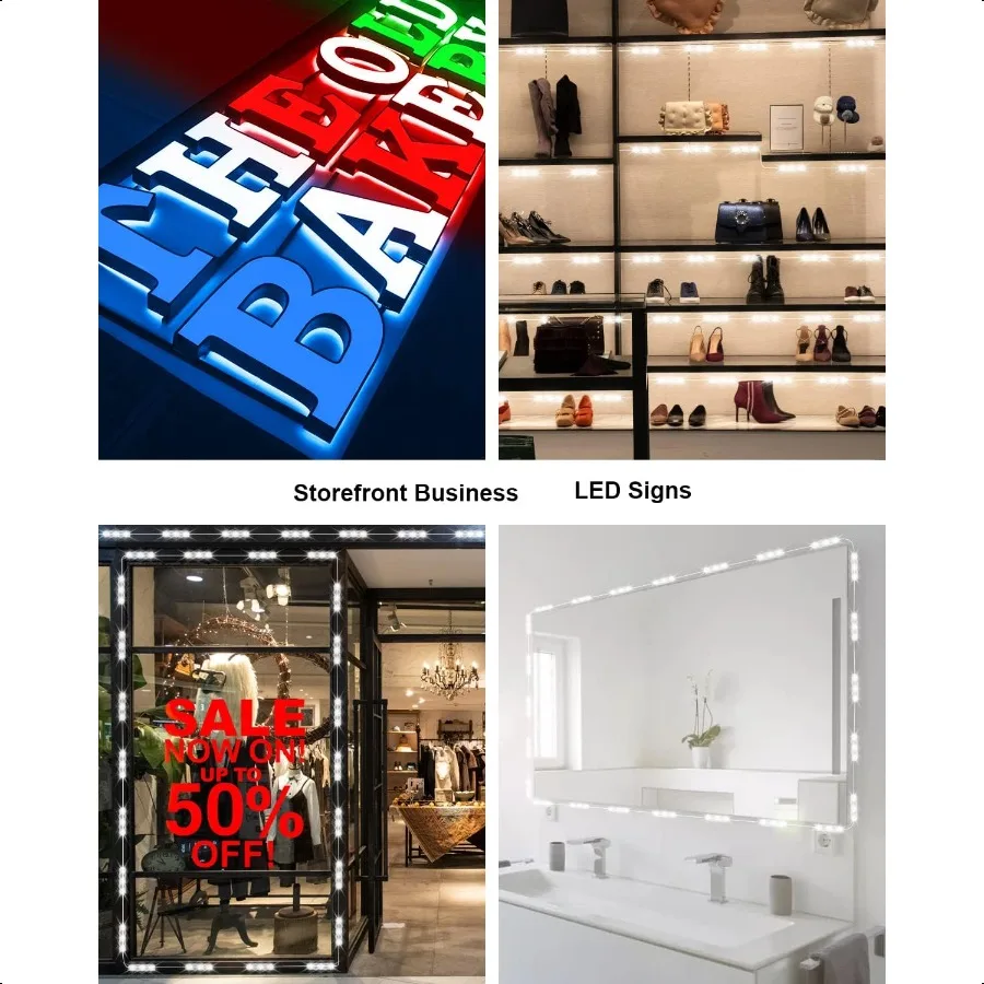 أضواء LED لواجهة المتجر لـ Busin ضوء ديكور مقاوم للماء للإعلان علامات الرسالة 4 مجموعة 5050 أضواء شريط نافذة SMD 40f