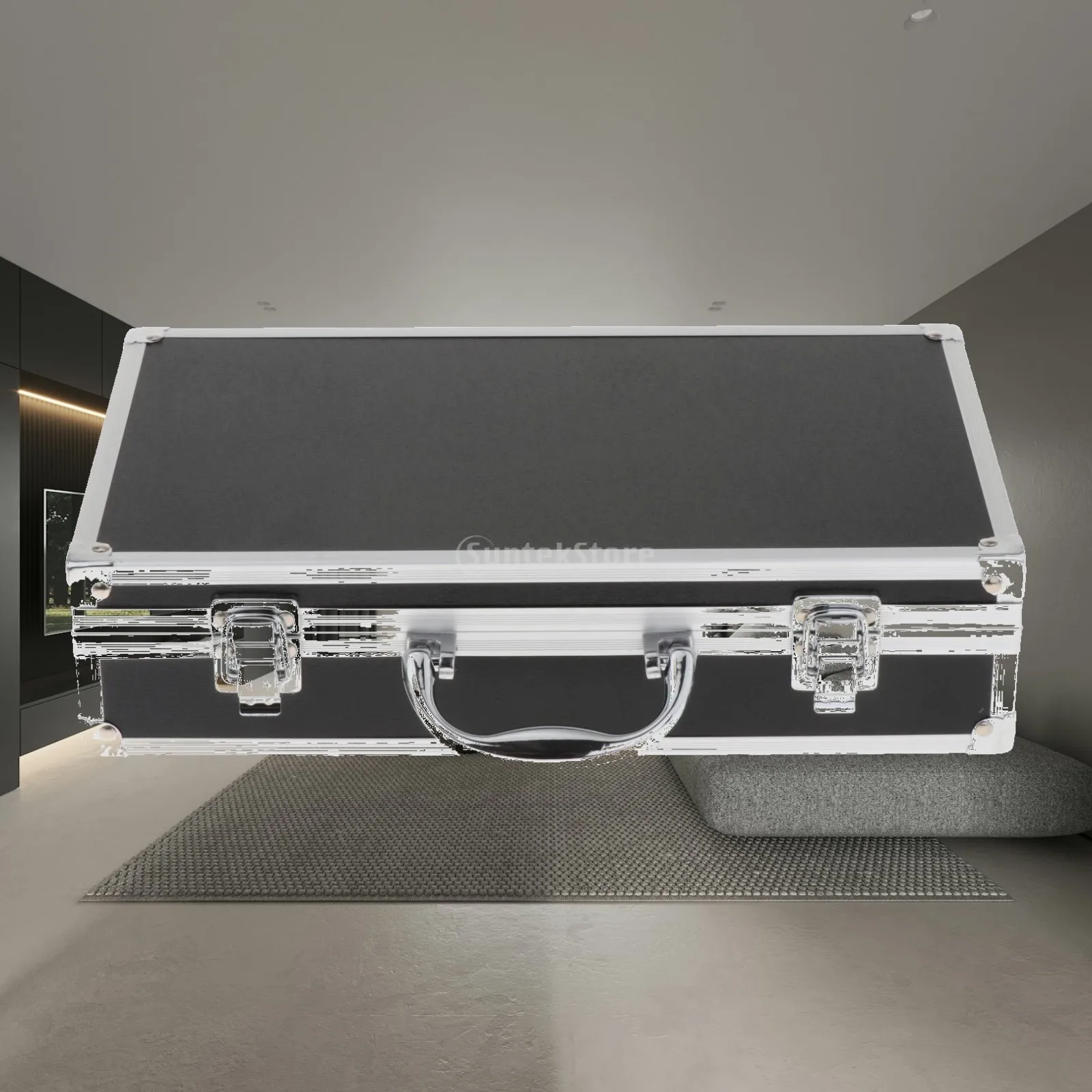 Microphone Transport Case Shockproof Aluminum Shell with Sponge Lining for Professional Studio Recording Gear and Mic Kit