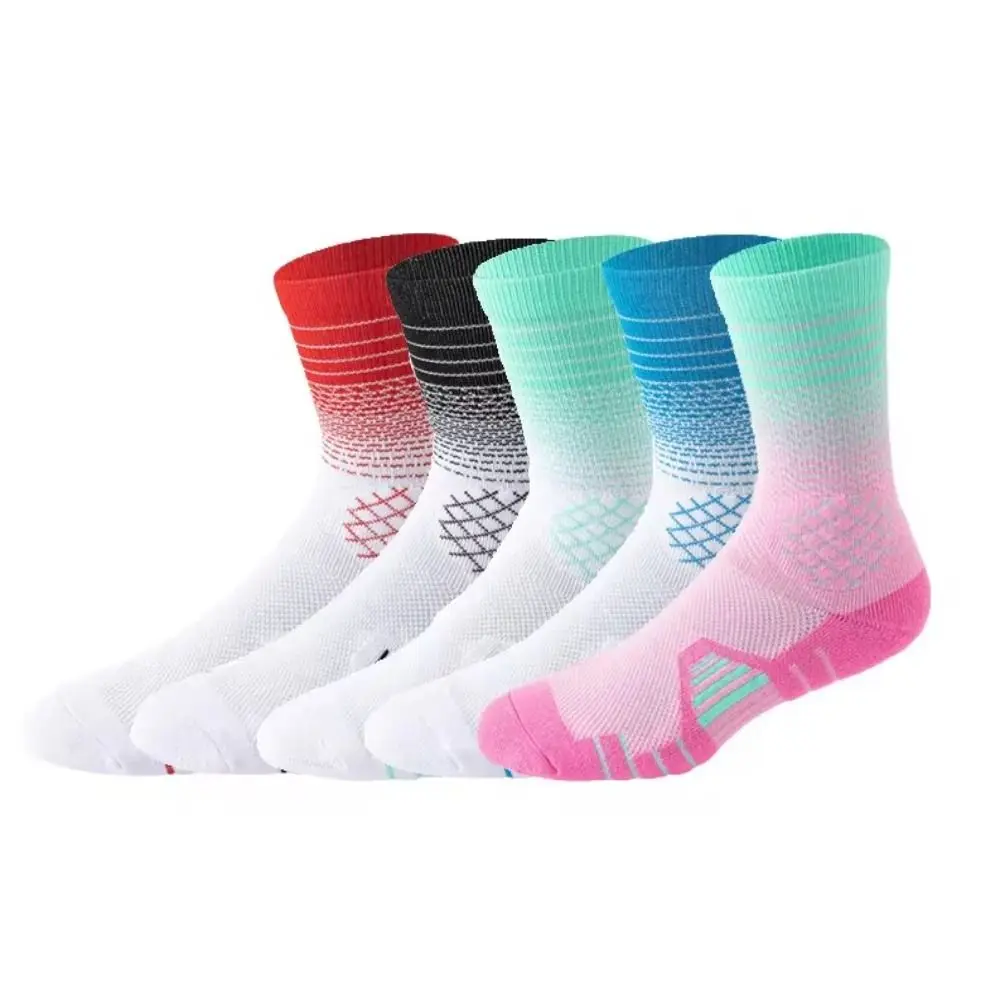 

Tennis Fast-drying Sport Socks Anti-slip Fashion Middle Stockings Breathable Gradient Color Cycling Riding Socks Running