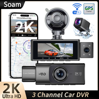 3 Channel WiFi Dash Cam 2K 1440P+1080P for Car DVR Video Recorder With GPS IR Night Vision 24H Parking Monitor Camcorder