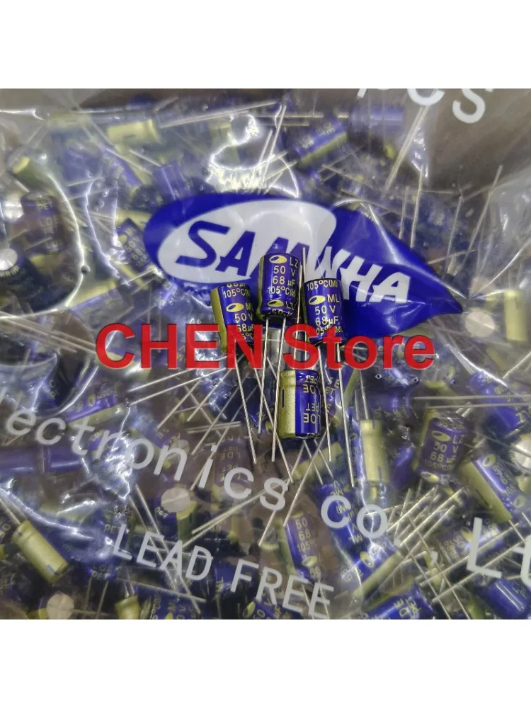 50PCS/lot original SAMWHA 50V68UF 8X12MM 105C 68UF 50V electrolytic capacitor free shipping