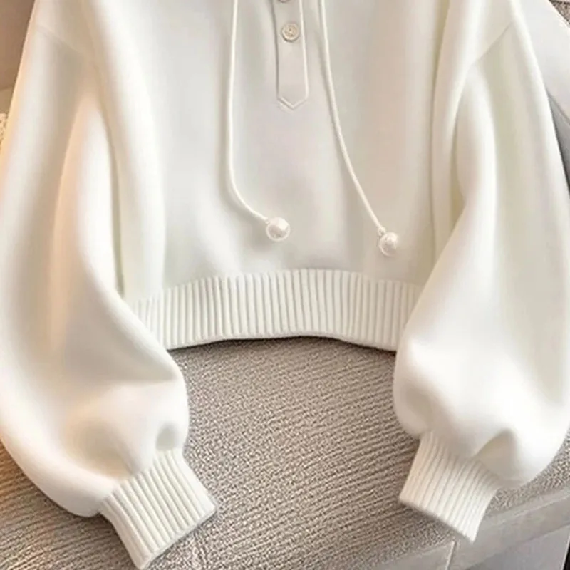 2026 خريف/شتاء جديد وصول المرأة هوديي جودة عالية الصلبة مقنعين البلوز الفاخرة المنزل في الهواء الطلق بلوزة عصرية غير رسمية #6