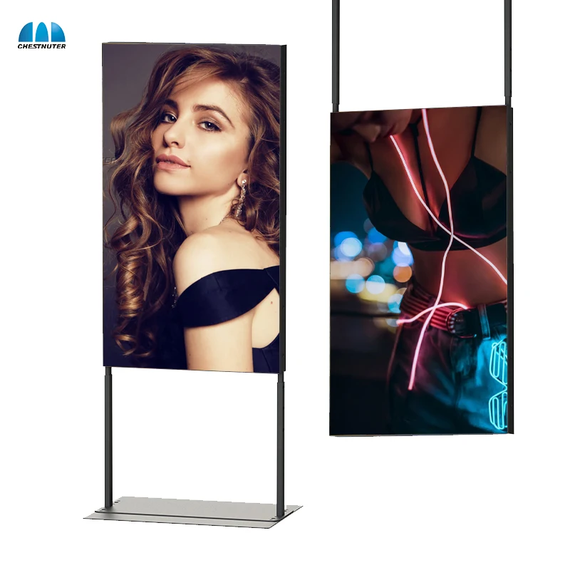 65 inch double-sided screen Android CMS 700+2500 nits high brightness window facing display for shopping mall