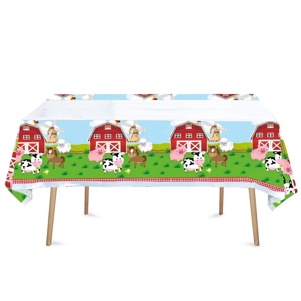 Farm Animals Birthday Party Decorations Farm Plastic Tablecloth Table Cover Cow/Pig/Sheep Theme Baby Shower Kids Party Supplies