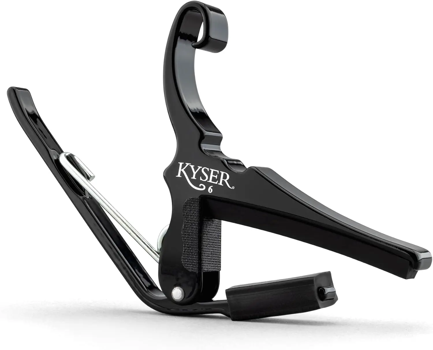 

One-Handed Quick-Change Guitar Capo for 6-String Acoustic Guitars, Black Aluminum with Steel Spring