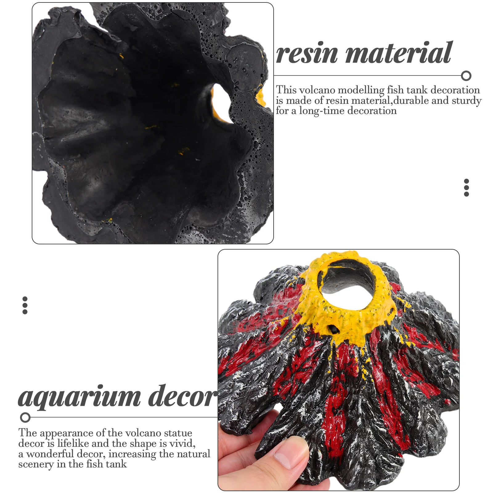 Underwater Craft Fish Tank Resin Rockery Decor Landscape Volcano Ornament Decoration