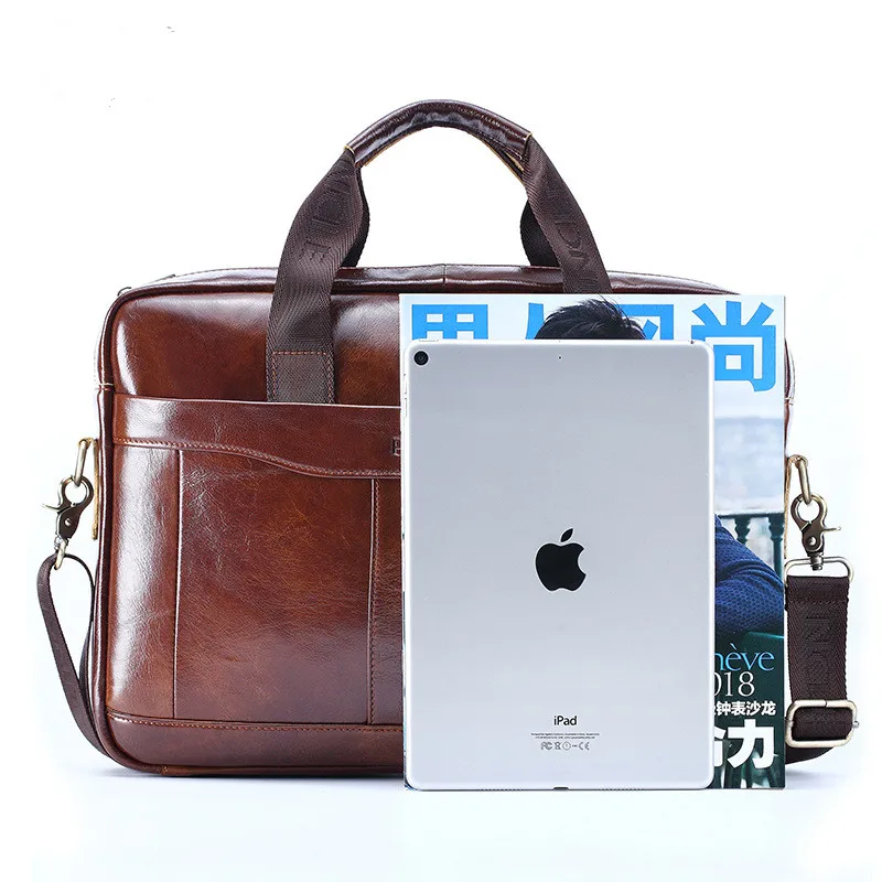 Men's Leather Messenger Bag, 15.6-inch Vintage Laptop Bag Briefcase 더플백  짐가방  Business  Designer Bags Luxury