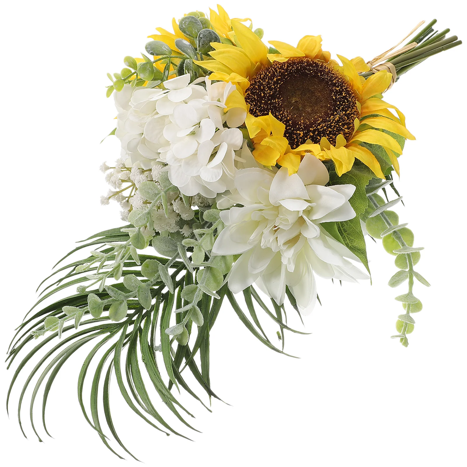 زهور عباد الشمس الاصطناعية تشكيلة زهور صناعية واقعية لباقة الزفاف العروس تحمل الزهور شريط المنزل المزخرف