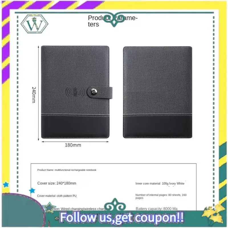 

NEW Business Travel A5 Manager Bag Portable Notebook With Power Bank Battery Charger Charging Mobile Rack