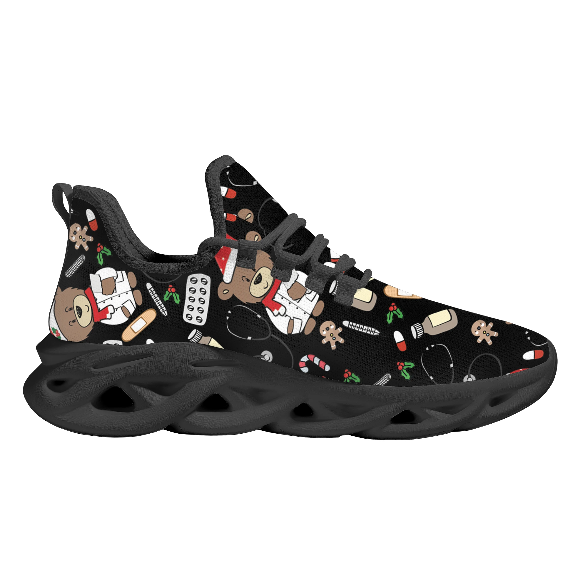 INSTANTARTS Medicine Christmas Bear Kint Breathable Shoe Cute Outdoor Non-slip Footwear New Christmas Gift For Unisex 2022