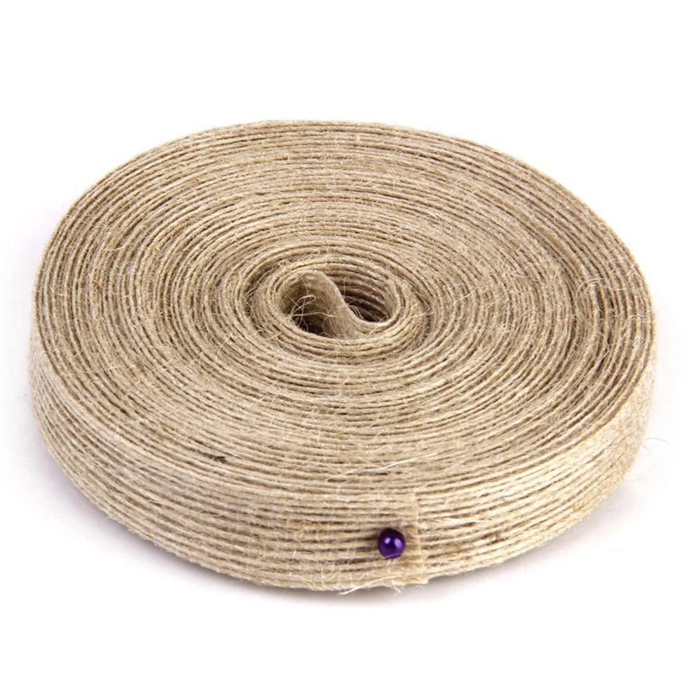 1 Roll 20M 1.5Cm Jute Burlap Ribbon Natural Rope For Diy Crafts Wedding Home Decoration Weaving Webbing Embellishment