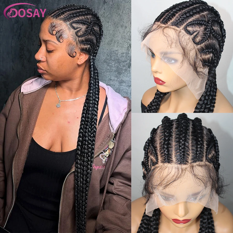 

Племенные косички, синтетические полные кружева ручной работы, без узлов, косички, парики с детскими волосами, плетеные парики в форме сердца для женщин