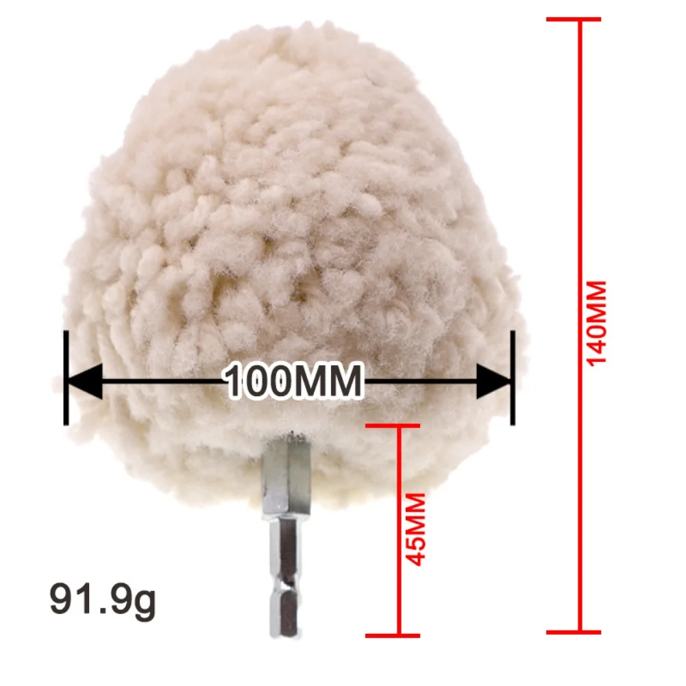 4\'\' Wool Buffing Ball Hex Shank Wool Polishing Wheel For Power Drill Impact-Driver Polisher For Metal Wood Polishing