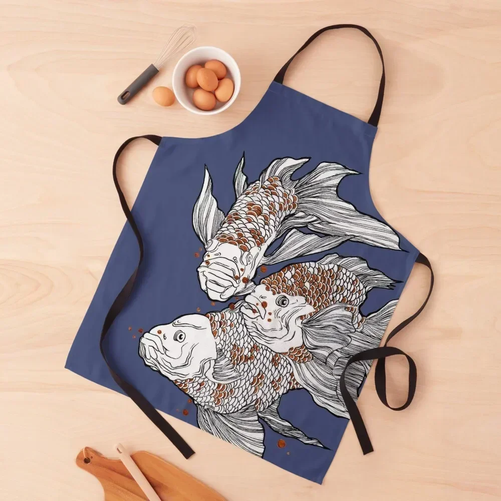 

Japan Koi Gold Fish Artwork Design hand drawn Apron kitchen and home cooks clothes Cute Kitchen Woman Work Apron
