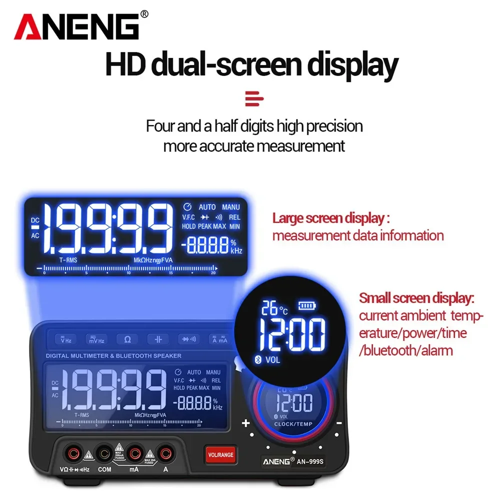 ANENG AN999S Bench Voice Multimeter Bluetooth Tester 19999 Counts Profesional Digital True Rms Autorange Transistor Tool Meter