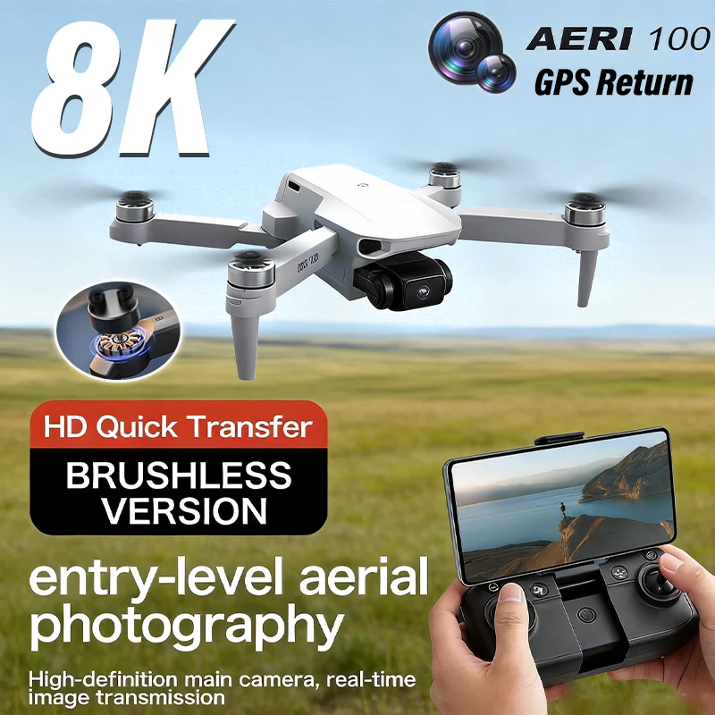 2026 New RC Drones Aeri100 With VR Goggles 8K Professional Brushless Dual Cameras 10KM Flying Remote Control Children Gifts Toys