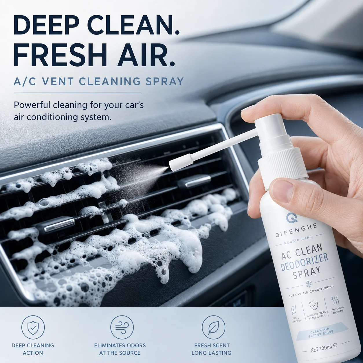 Car Air Conditioner Cleaning Spray, Remove Odor Dust Mold, Summer Air Conditioner Vent Foam Cleaning Deodorant Car