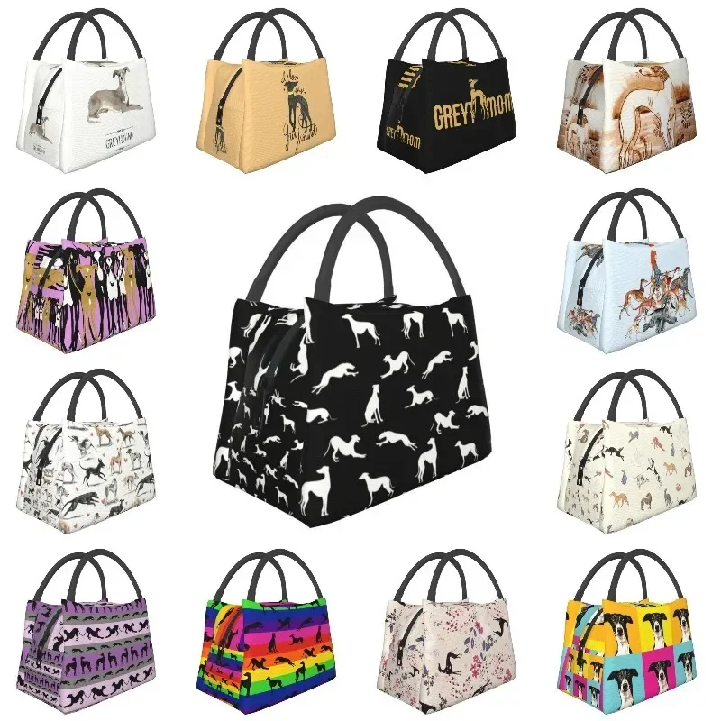 

Custom Greyt Greyhound Silhouettes Lunch Bags Women Cooler Warm Insulated Lunch Boxes for Office Travel