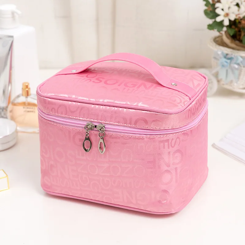 Make-up-Tasche für Damen, großes Fassungsvermögen, Aufbewahrungstasche für Kosmetika, faltbarer Toilettenwaschbeutel, Reiseutensilien, tragbare Kosmetiktasche – Detail 7
