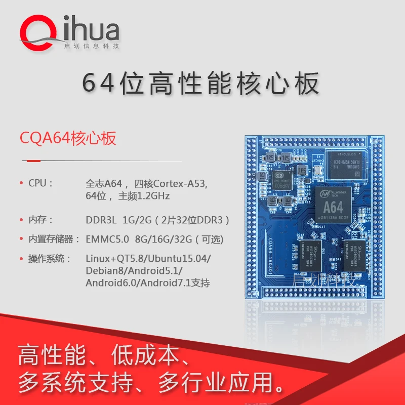 Allwinner A64 core board, 4-core 64-bit Cortex-A53 development board, Android6, QT5, A31