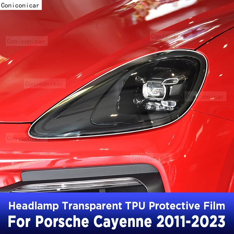 

Защитная пленка, наклейки из ТПУ для Porsche Cayenne 2011-2023, прозрачные черные фары автомобиля, ремонтные аксессуары против царапин PPF