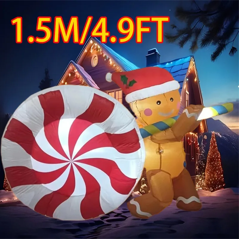 

Inflatable Toy Lollipop Gingerbread Man Christmas Inflatable Model Luminous Inflatable Model Christmas Atmosphere Decor Model