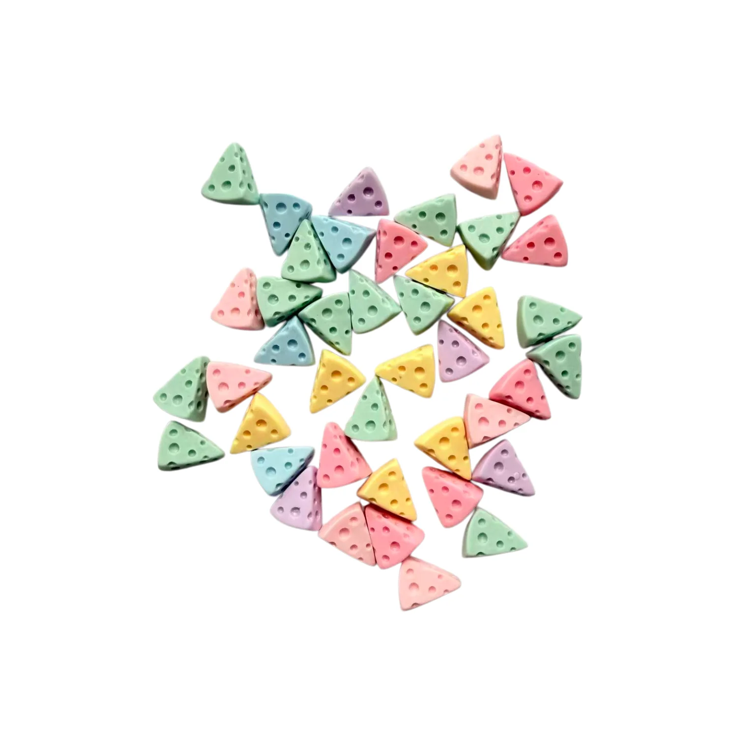 30 Piezas de Resina de Queso en 6 Colores, Adornos Triangulares 3D Coloridos para Joyería, Manualidades y Decoración