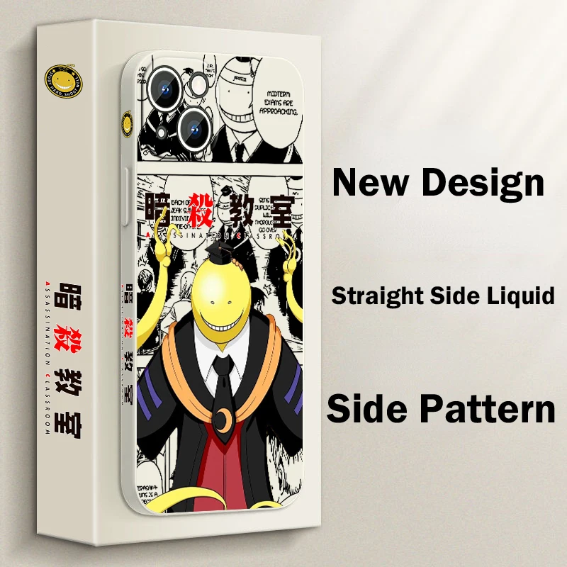 Assassination Classroom Phone Case For Apple iPhone 15 14 13 12 11 Pro Max Plus 8 7 SE Liquid Left Rope Capa Cover