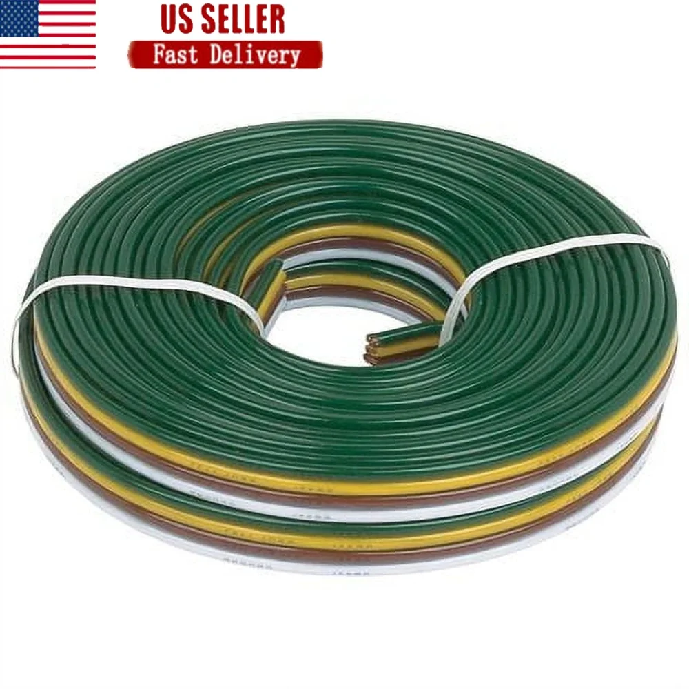 

Прочный жгут проводов прицепа длиной 25 футов, 4 провода, медный калибр 16, 18, с печатными функциями, простая установка