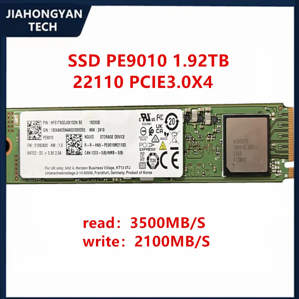 New original For SK hynix PE9010 1.92T 3.84T M2 22110 PCIE NVME enterprise SSD SSD 1DWPD