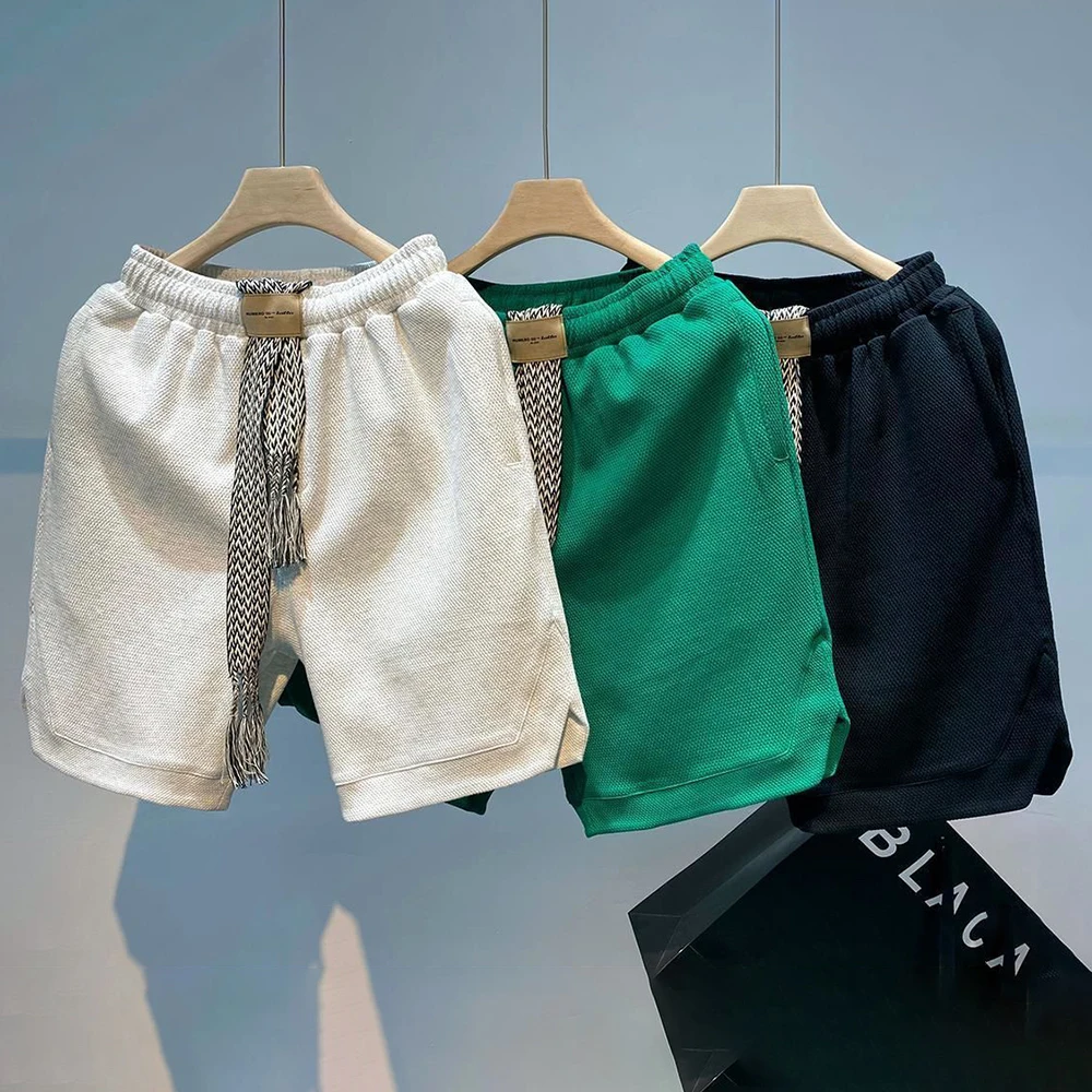 2024 Hip-hop Solid Shorts Mens Casual Half Pants New Oversize Basketball Sports Belt Design Capris Youth Cargo Shorts Streetwear