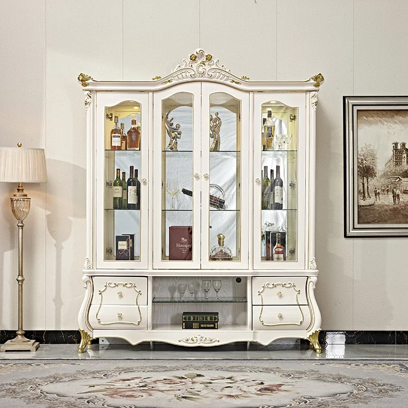 2European wine cabinet living room French decorative cabinet sideboard wine cabinet locker white