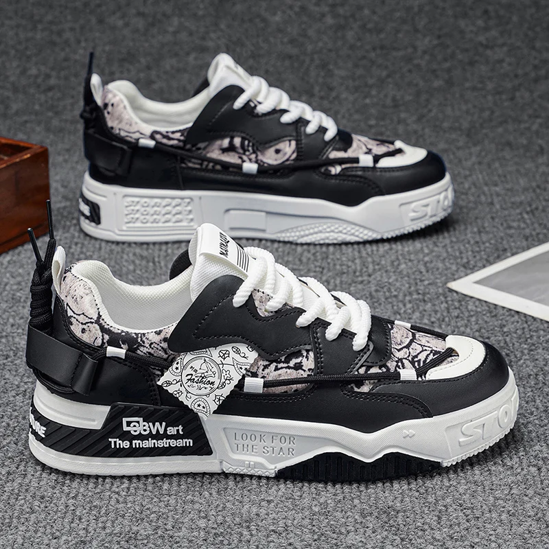 Men's graffiti skate shoes, men's sports casual shoes, soft-soled sports shoes, suitable for men all year round. Men's gifts, fe