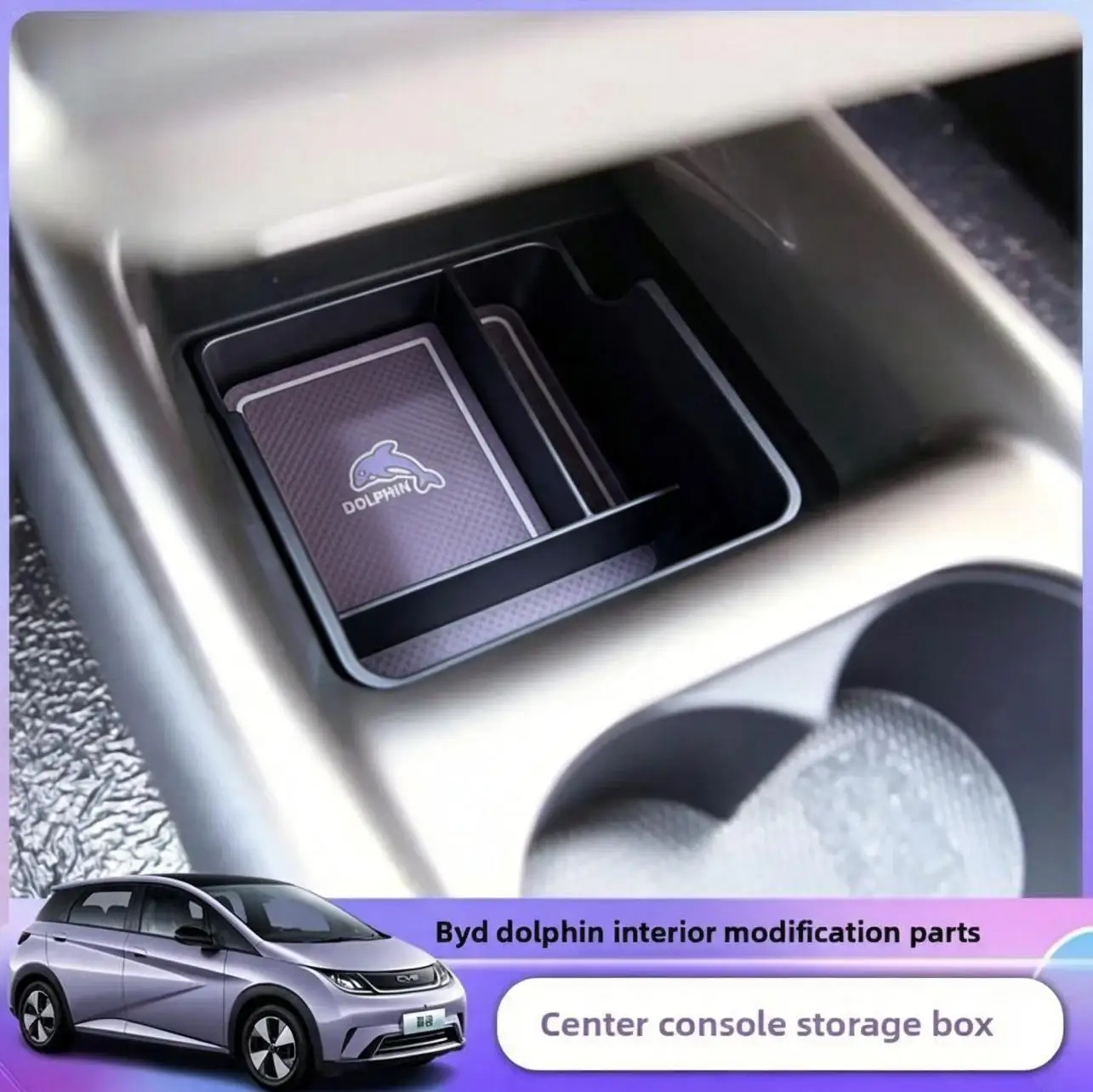 Caixa de Armazenamento Inferior Impermeável para Console Central BYD Dolphin 2023-2025, Bandeja Organizadora Antiderrapante para Acessórios Internos Automotivos