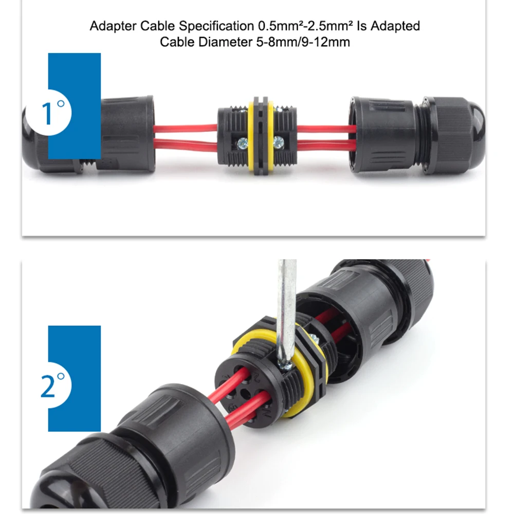 IP68 M16 Wasserdichten Stecker 2/3 Pin Schraube verdrahtung Terminal Adapter Für LED Licht Elektrische Draht Stecker Outdoor Anschlussdose