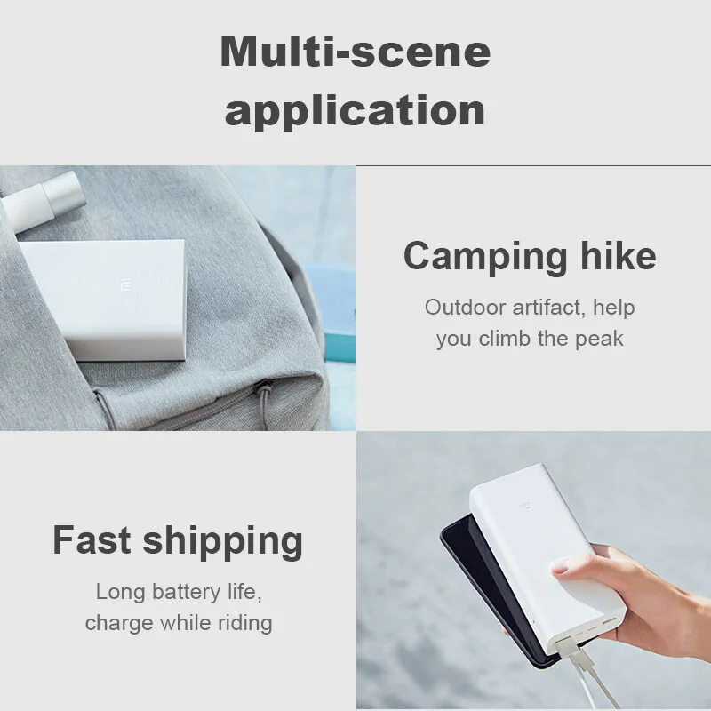 Xiaomi Power bank 3 30000mAh  PB3018ZM 3 USB Type C 18W  Fast Charging Portable Power bank External Battery Spare Poverbank