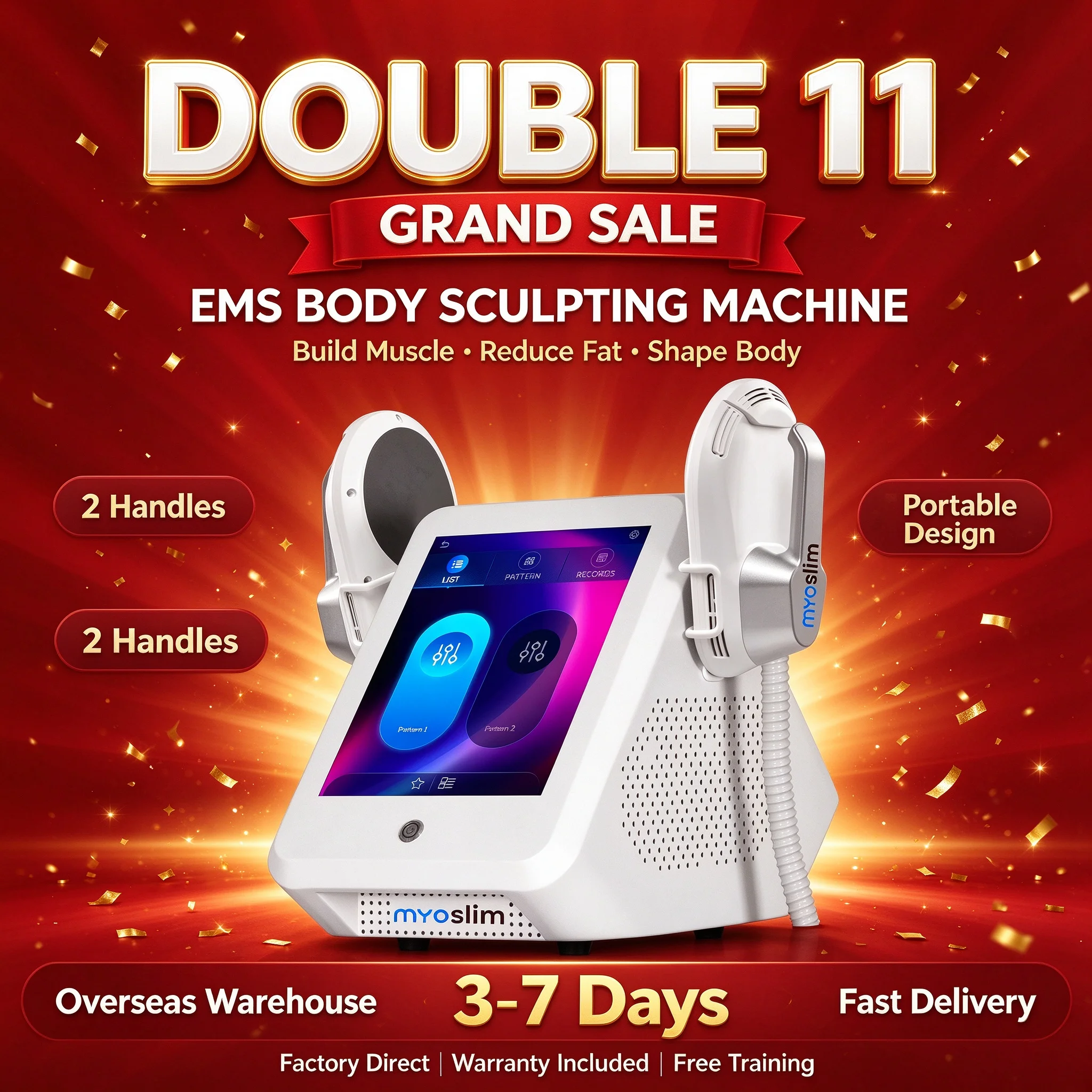 MYOslim EMS Body Sculpt Machine Roller Massage Fat Burner Muscle Stimulation EMS Electromagnetic Device for Body Care And SPA
