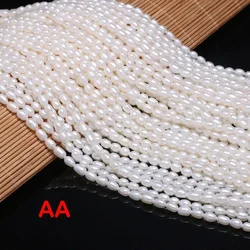AA 4-5mm Rice-shaped White Beads Natural Freshwater Pearls Women Gift for Jewelry Making DIY Necklace Bracelet Accessory