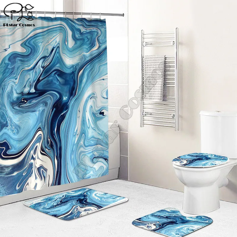 Quicksand Bathroom Set Together Shower Curtain Rug Set Bathroom Mats Rugs Toilet Decor Mat 3D Printed 01