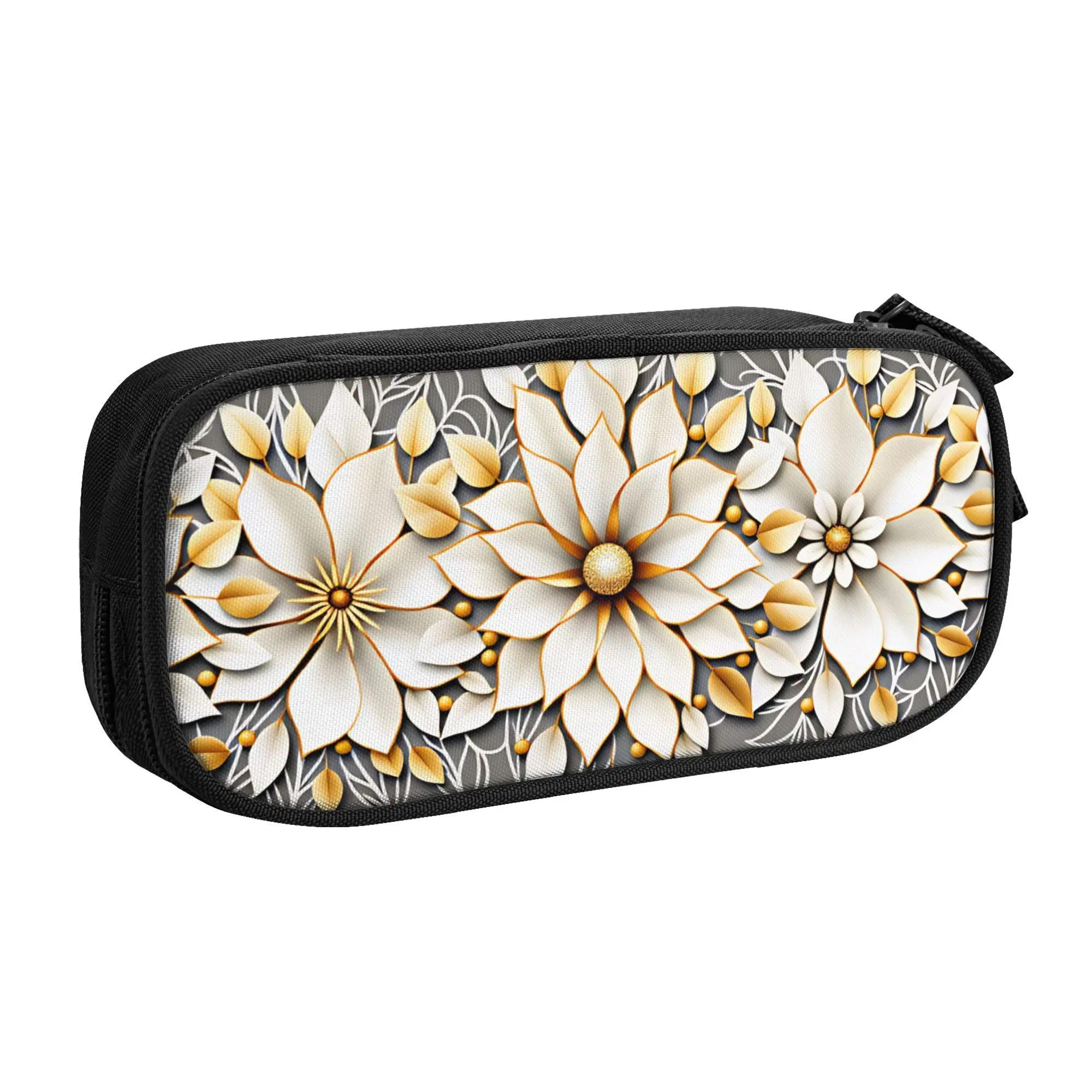 Luxury 3D Floral Victorian And Italian European Style Pencil Cases for Girls Boys Large Capacity Pencil Pouch School Accessories