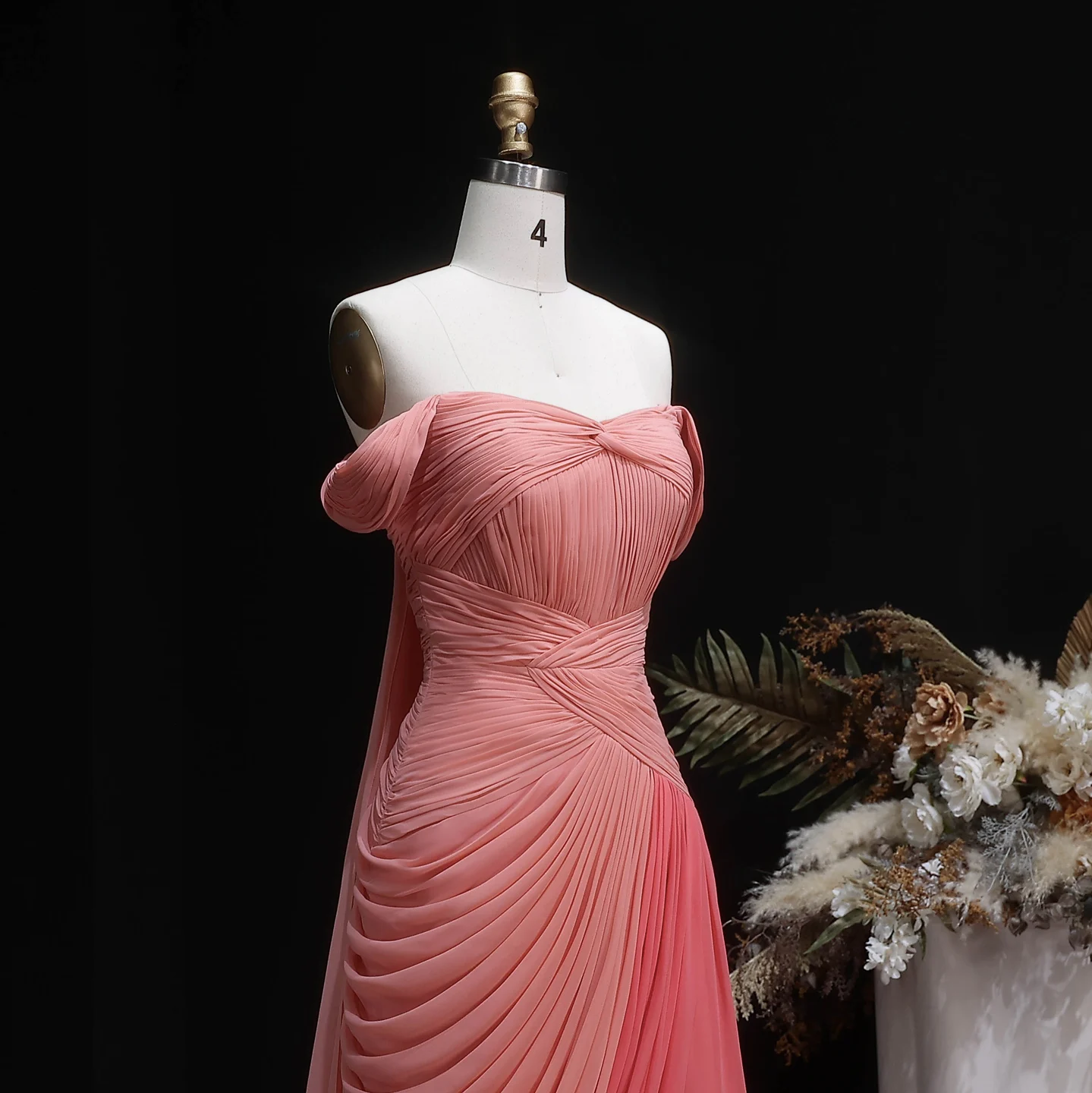 Sharon Said 2026 Women' s Elegant Off Shoulder Evening Dresses Formal Wedding Party Gown Pleated Simple Chiffon SF424 Customized image 5