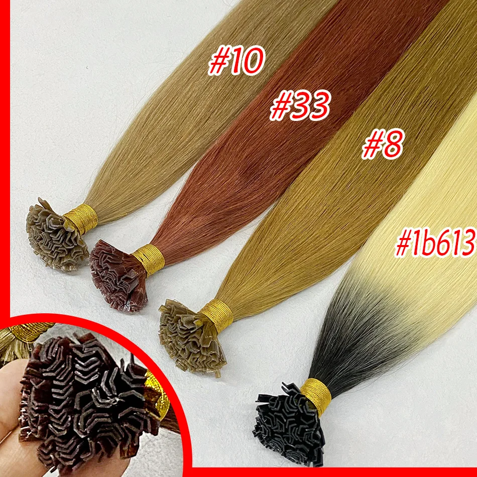 Straight Hair V Tip Hair Extensions Natural Real Fusion 100% Human Hair Extensions Set Keratin Capsule Brown Blonde Color 30 Inc