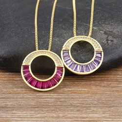 Nidin New Fashion 6 Colors Party Jewelry Round Zircon Pendants Necklaces Women Fine Shine Rhinestone Clavicle Chain Choker Gift