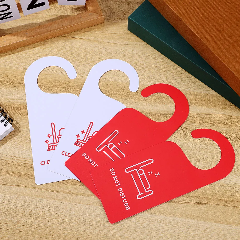 

6pcs Double Sided Pvc Hanger Hotel Office Bedroom Clean Up Room Do Not Disturb Minimalist Design Door Knob Hanger For