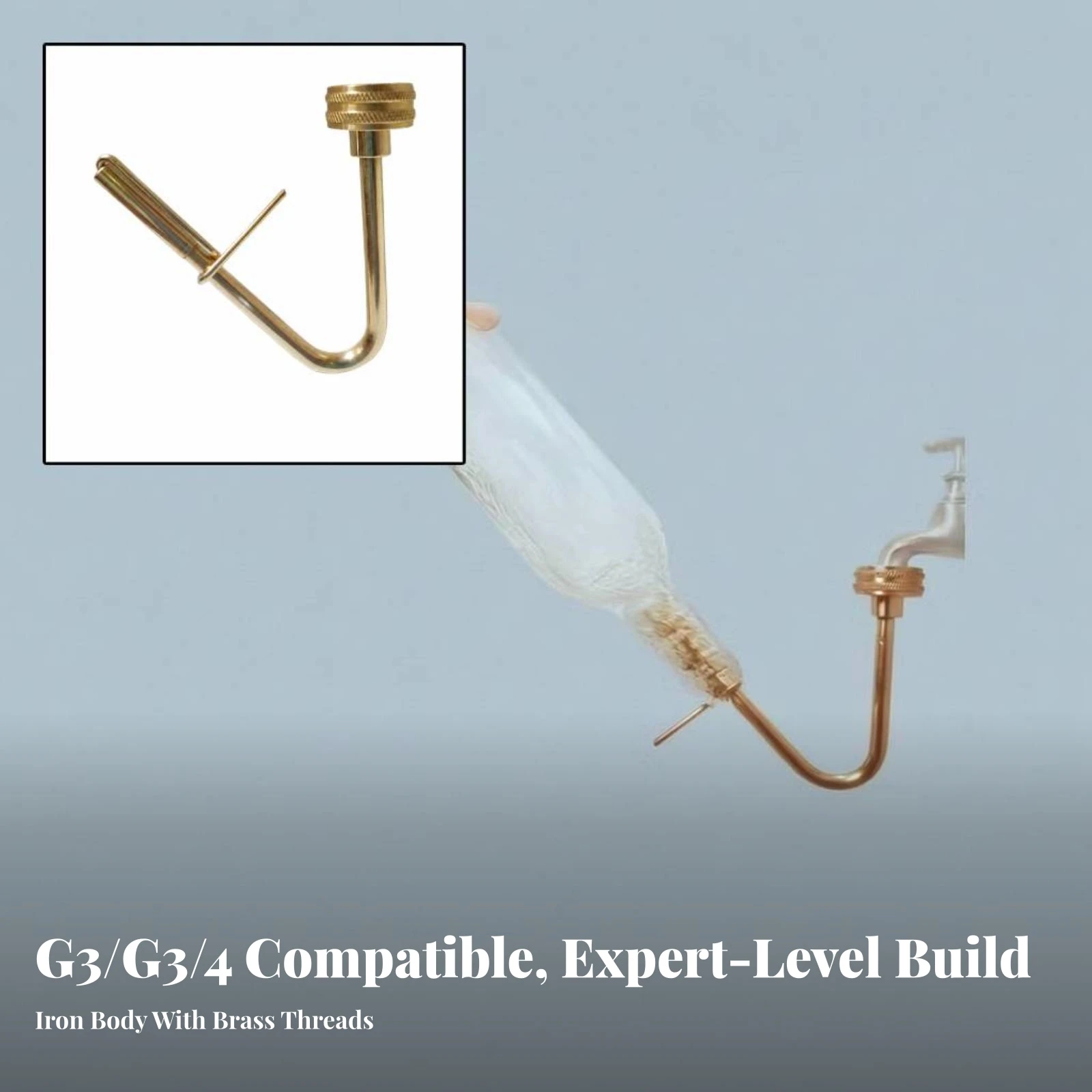 Brass Bottle Rinser Long-Lasting Glass Bottle Rinser Cleaning Tool Compact Sink Attachment Sleek for Bartenders
