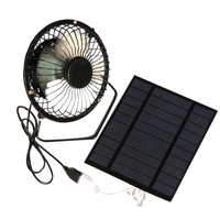 5W 5V Solar Panel Powered Fan, Mini Portable Ventilation Cooling Fan 4-Inch USB Portable Fan For Camping Yacht Dog House