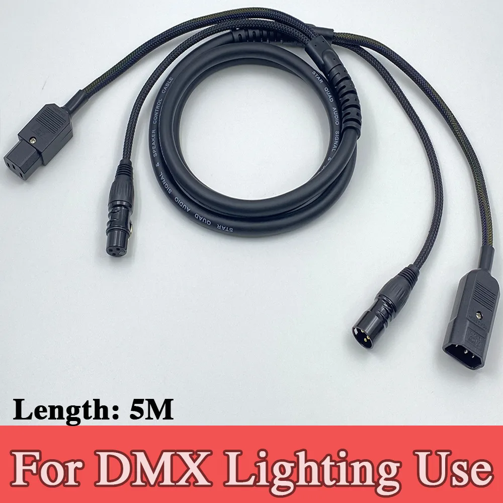 

5M Combo Dmx Signal IEC Power Hybrid Cable 3x2.5mm² Power Cord XLR-3p Plug Combination Cable Customized For DMX Stage Lighting